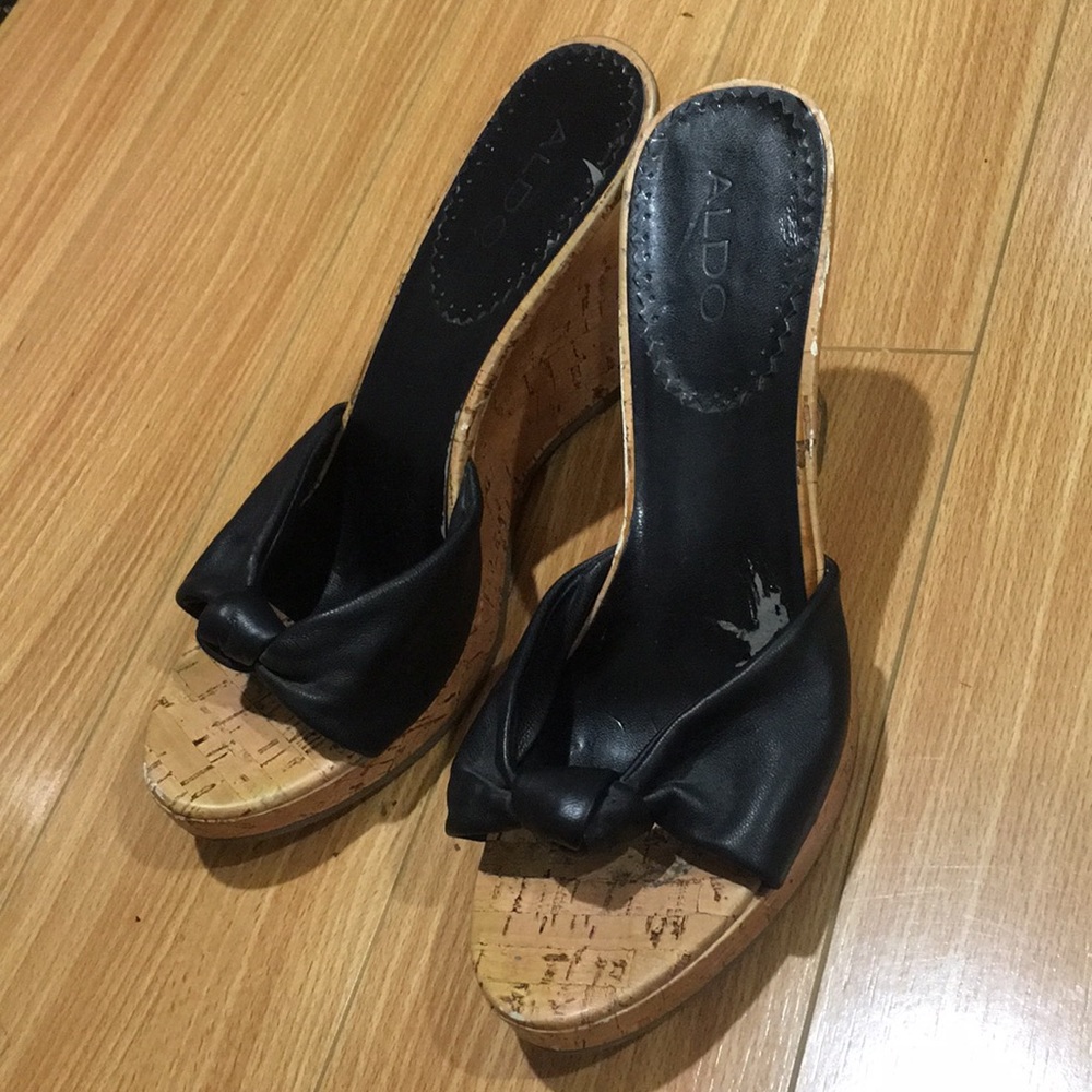 Leather strapped wedges